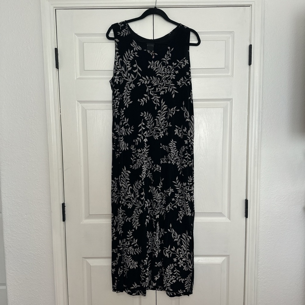 Black 90s soft grunge core long dress with side slit accent